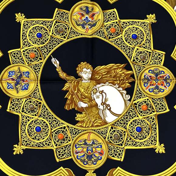 HERMES Black Silk Scarf - Picture 4 of 10